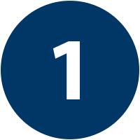 white number 1 in a dark blue circle