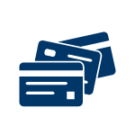 stack of credit cards icon in blue