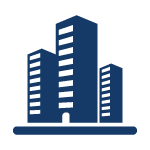 highrise buildings icon in blue