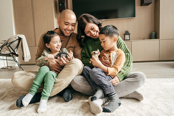 Family in living room