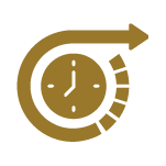a gold clock with a circular arrow around it