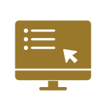 gold icon of a computer monitor with the cursor pointing at a list