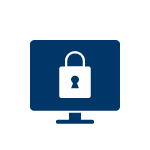white lock symbol on a blue desktop monitor
